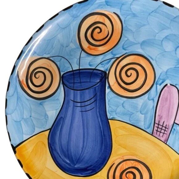 Colorful Ceramic Abstract Art Plate still life made in Portugal - Picture 3 of 11